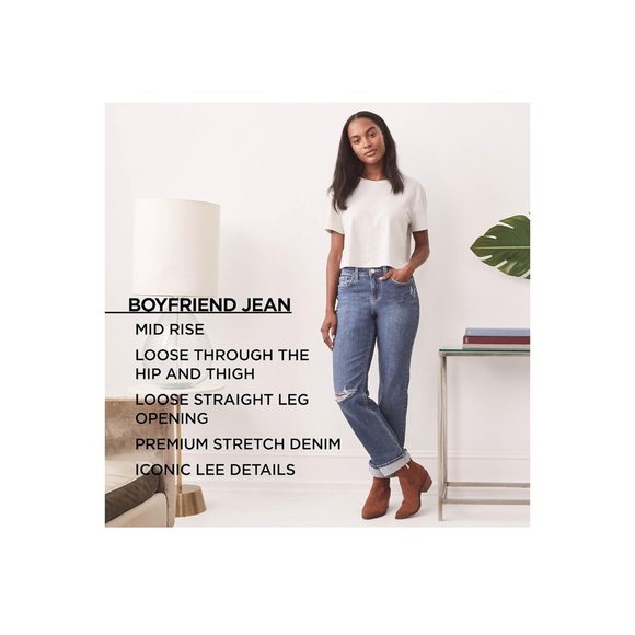 Plus Size NEW Lee Mid to Hi Rise Boyfriend Jeans Women's Stretch Denim - Picture 5 of 6